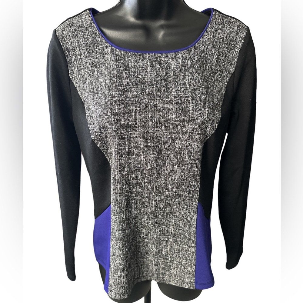 ANN TAYLOR Colorblock & Tweed Long-sleeved Top - Picture 4 of 7